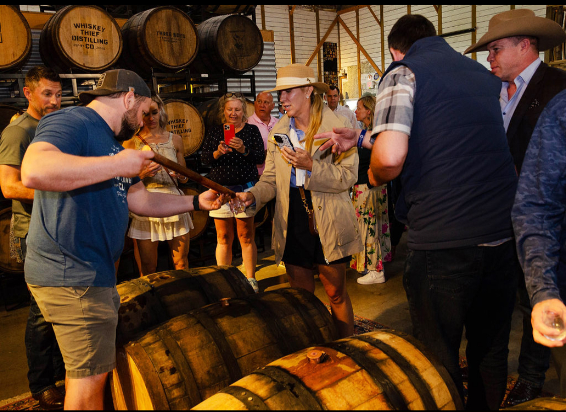 A private bourbon flight poured at a Kentucky distillery tasting